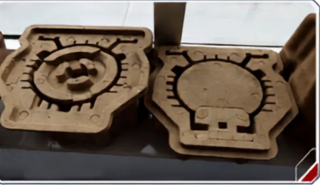 Complex sand cores produced by hot box core shooting