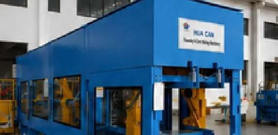 Vertical parting molding machine side view
